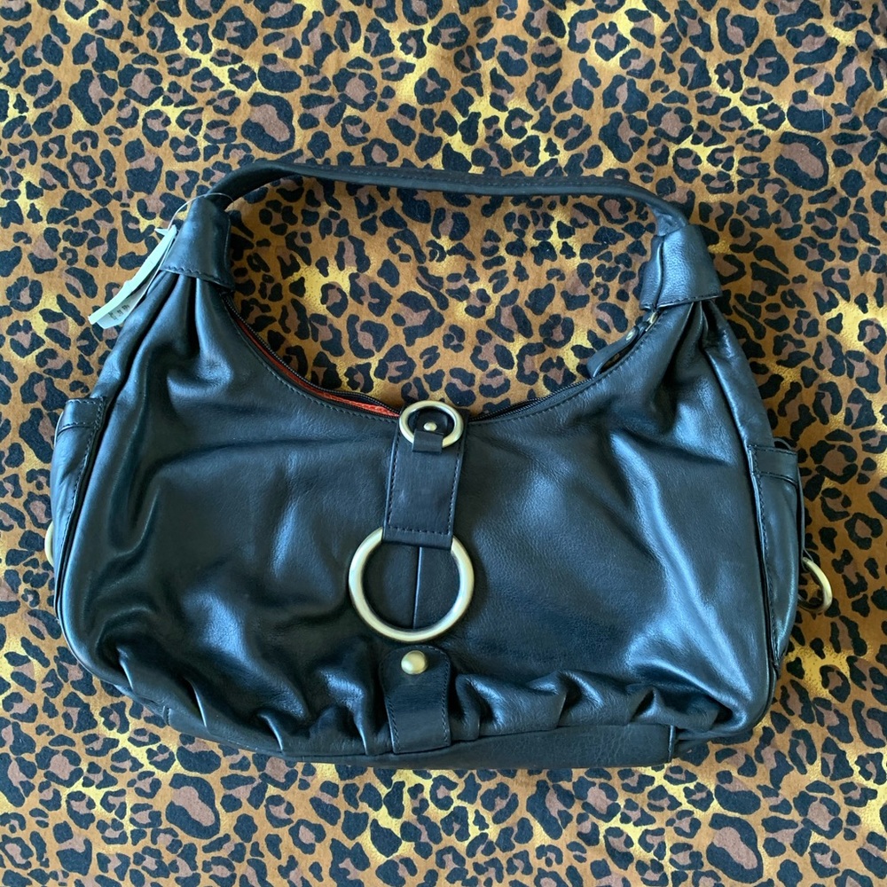 Michael Rome Designs Black Leather Hobo Purse